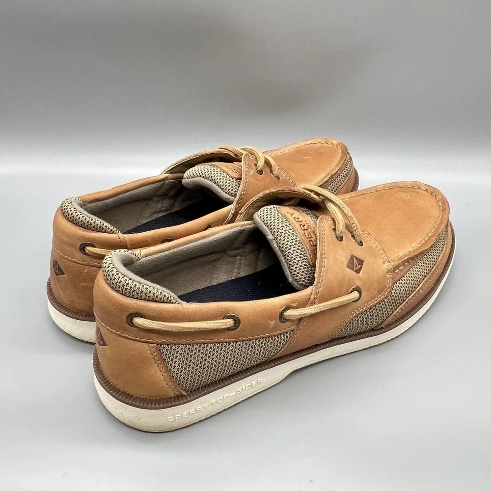 Sperry Shoes Mens 10.5 Brown Leather Mesh Top Sider Boat Moc Toe Casual Comfort